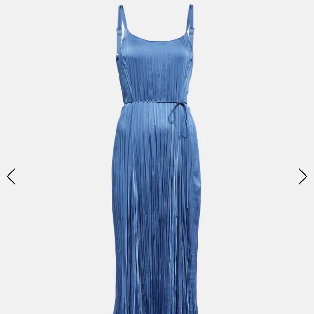 NWT Vince Crushed Satin Pleated Tie-Waist Slip Midi-Dress - Picture 4 of 9